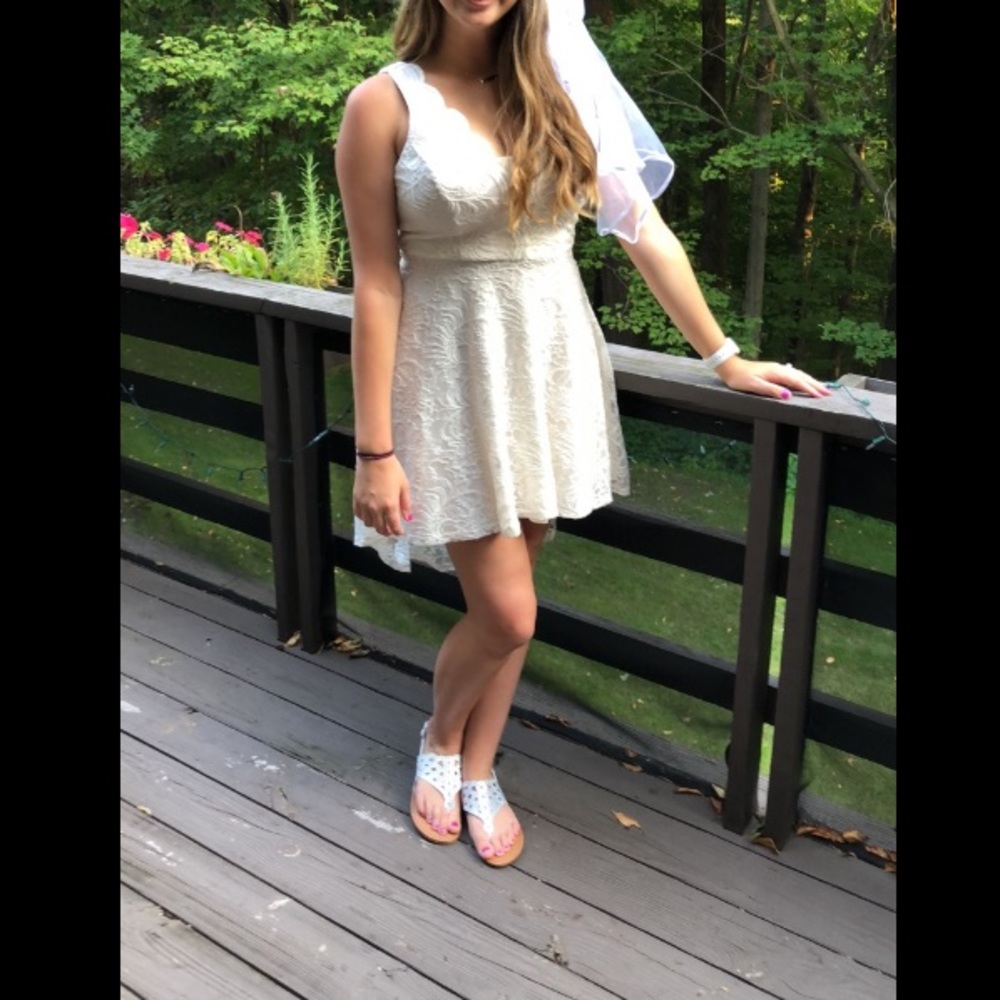 White Glitter Lace Dress